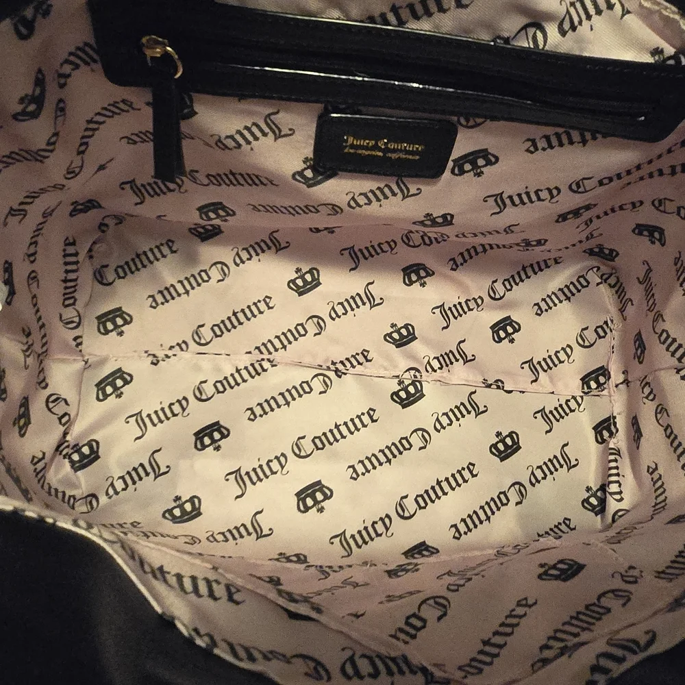 Juicy Couture Black Tote with Pink and Red Cherry Print